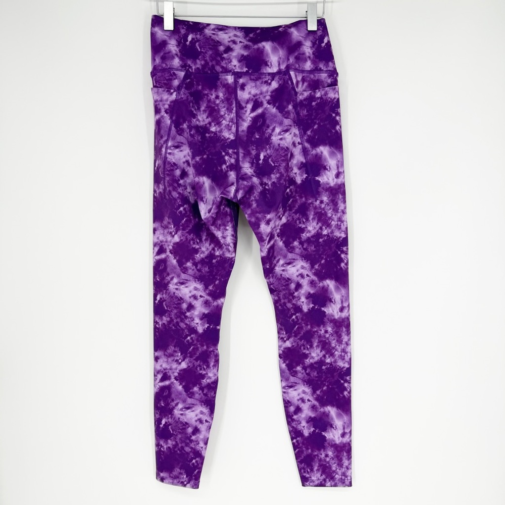 Peloton x Brittany Allen Tie Dye Pocket Leggings Women's M Purple Activewear - Picture 3 of 7